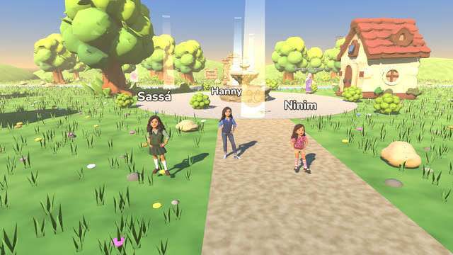 As três irmãs jogando juntas no Jardim
